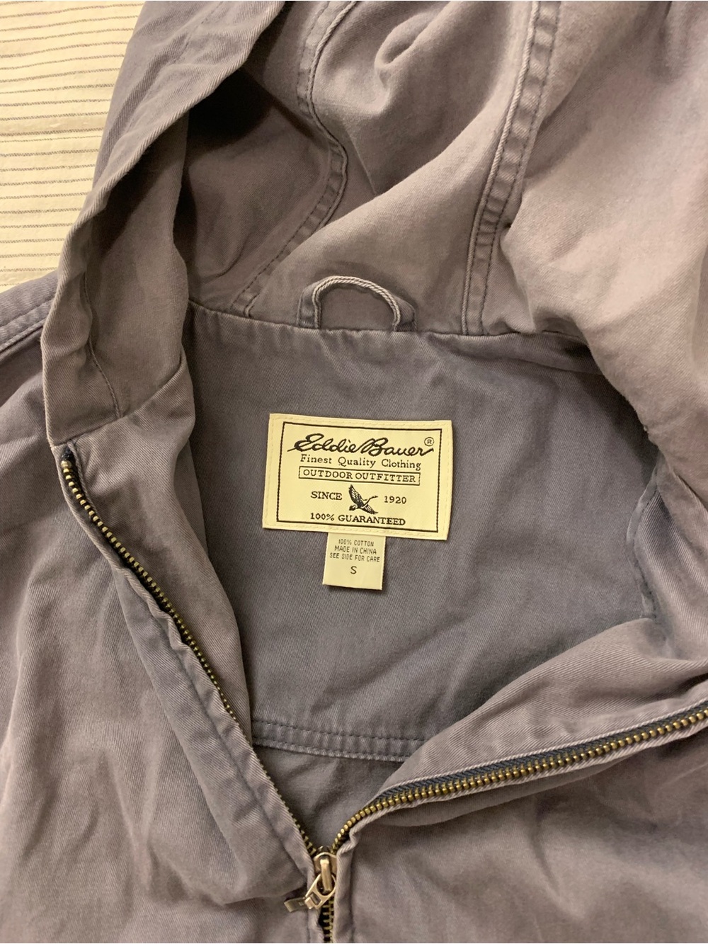 Eddie Bauer Hooded Zip Jacket in Faded Gray